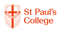 St Paul's College logo- A red cross accompanies the text.